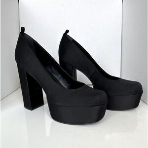 Steve Madden Black Satin Platform Pump